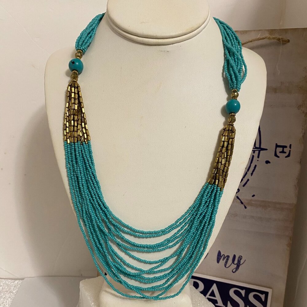 SKY AND GOLDEN CHUNKY NECKLACE